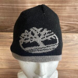 New Timberland Men’s Knit Beanie Hat Logo Reversible Jacquard Black One Size